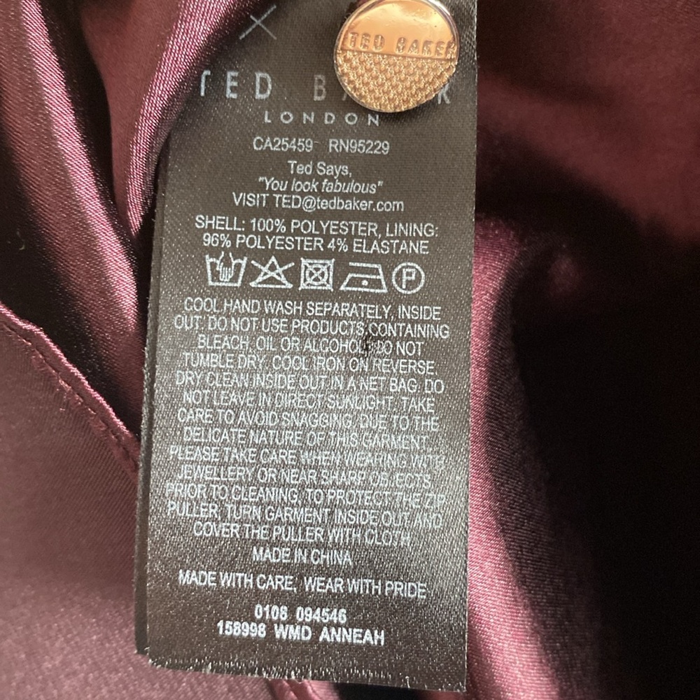 TED Baker London Elegant Lace Detail Burgundy Dress - Picture 15 of 16
